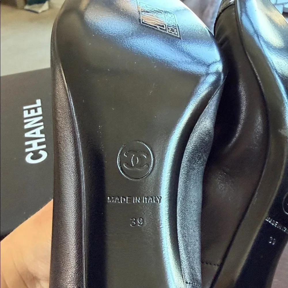 CHANEL Black Patent Leather Heels